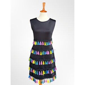 New York and Company stretch tassel dress S small black casual cute spring